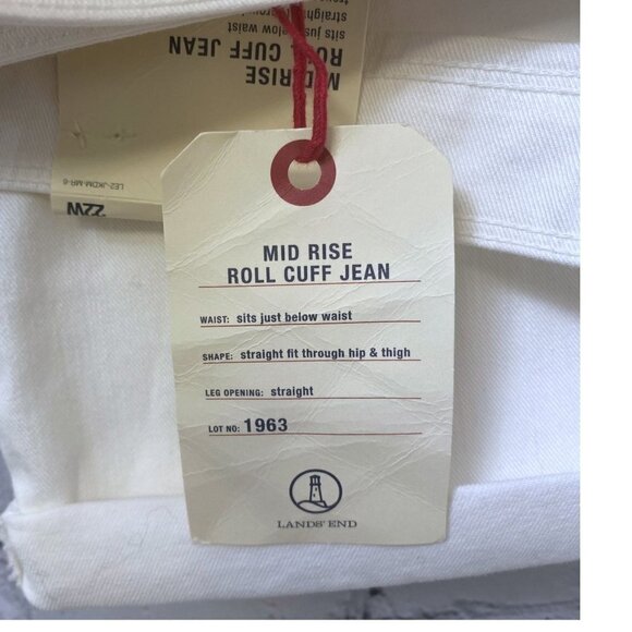Lands End White Jeans Plus Size 22W Mid Rise Roll Cuff Womens Crop Slimming Pant - Picture 10 of 14